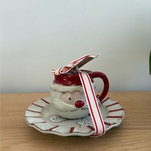 Festive Santa Mug and Saucer Set